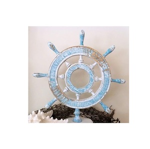 Wooden <b>Ship</b> <b>Wheel</b> Oceanfront Display Accent Intended to Inspire Beach Style Interiors with Timeless Seafaring Elegance - Product Image 4