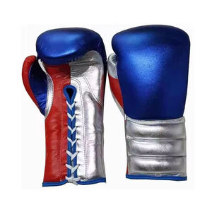 Blue Red Silver PU Boxing Gloves Lace-up Wrist Closure for Adults Martial Arts Training Gear - Product Image 1
