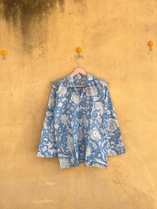 ชุดนอนผ้าฝ้ายพิมพ์ลายดอกไม้สีฟ้าอ่อนแขนยาวชุดนอนลำลองฤดูร้อนเสื้อและกางเกงชุดนอนสำหรับผู้หญิง - Product Image 4