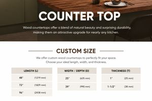 Solid Rubberwood Countertop 48x25x1 Inch Eased Edge Natural Woodgrain Kitchen Worktop Rustic Style Solid Wood Countertop - Product Image 6