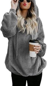 Sweat à capuche en polaire sherpa pour femme, pull chaud en peluche, sweat-shirt d'hiver doux et moelleux pour femme - Product Image 2
