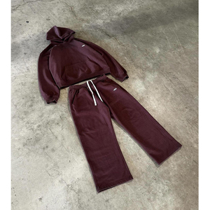 Unisex <b>Black</b> Cotton Tracksuit Hooded Full Sleeve Solid Color Loose Fit Casual Sweatshirt and <b>Pants</b> Set Autumn Wear - Product Image 4