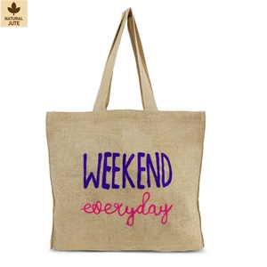 Sac de plage en jute naturel non laminé, sac de voyage, 46x37x10 cm, logo personnalisé, vente en gros, OEM, marque privée, réutilisable, modèle SNCH36 - Product Image 1