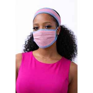 Conjunto de Diadema y Mascarilla Tejida Azul y Rosa, Accesorio de Invierno Suave y Elástico, Logotipo Personalizado, OEM, Venta al Por Mayor - Product Image 4