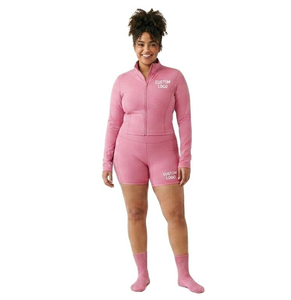 Ensemble de yoga tendance pour femme : veste courte zippée et short taille haute, ensemble d'entraînement deux pièces pour le fitness - Product Image 3