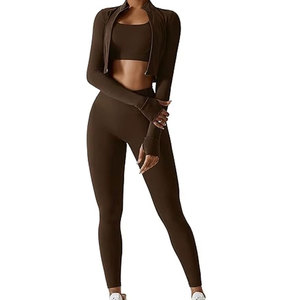 ชุดโยคะสั่งทำ MOQ ต่ำ สำหรับผู้หญิง แฟชั่นคุณภาพสูง ชุดออกกำลังกายรัดรูป ชุดโยคะ 3 ชิ้นสำหรับผู้หญิง - Product Image 6