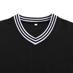 เสื้อเบสบอลตาข่ายสีดำแบบยูนิเซ็กซ์ แขนสั้น คอวี ระบายอากาศ แห้งเร็ว ผลิตจากโพลีเอสเตอร์ 100% โลโก้ด้านหน้า สำหรับผู้ใหญ่ ทุกฤดูกาล - Product Image 3