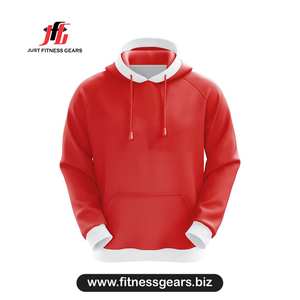Sudadera con Capucha Roja para Hombre, Corte Regular, Estilo Casual para Otoño, Color Sólido, Tejido de Felpa Francesa - Product Image 1