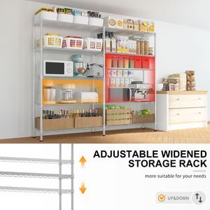 "Adjustable 4-Tier 1200LBS NSF Wire Shelving Unit-58FT W-Metal <b>Storage</b> Rack-<b>Plastic</b> <b>Shelves</b>" - Product Image 3
