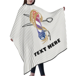Cape de barbier en nylon personnalisée avec motif rayé et logo pour salon, unisexe adulte, imperméable, pour la coupe de cheveux - Product Image 5