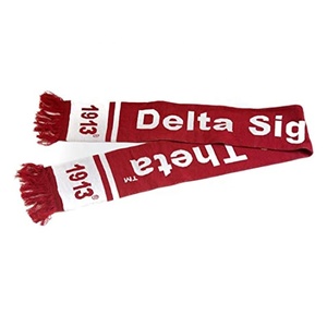 Diseña Tu Propio Bufanda Personalizada con Logotipo, Color Blanco Liso y Marrón, Letras Griegas para Fraternidades y Hermandades - Product Image 6