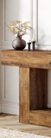 Console contemporaine en bois massif de 140 cm de long, couleur marron, idéale pour la maison, les entrées, les hôtels, les restaurants et les écoles.