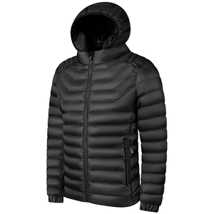 Manteau à capuche en tricot pour homme, écologique, vert olive uni, fermeture éclair, style décontracté, col montant, longueur normale, polyester - Product Image 2