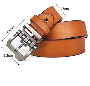 Ceintures en cuir véritable de style rétro vintage, décontractées, pour l'extérieur, mode, avec boucle carrée, pour homme et femme. - Product Image 3