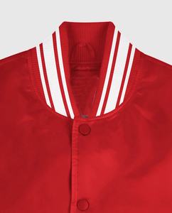 Veste de baseball en toile de qualité supérieure, personnalisée, en gros, 100% polyester satiné, style bomber universitaire, logo frontal, haute rue - Product Image 4