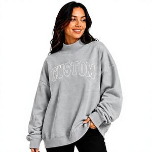 Sudadera Personalizada Extra Grande Reversible para Mujer, Cuello Alto Gris, Transpirable, Ecológica, Bordada, para Otoño/Primavera/Verano/Invierno - Product Image 1
