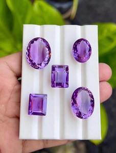 Pierres précieuses naturelles en améthyste ovale taille émeraude, pierres violettes en vrac pour la fabrication de bijoux, bagues, pendentifs, haute qualité - Product Image 1