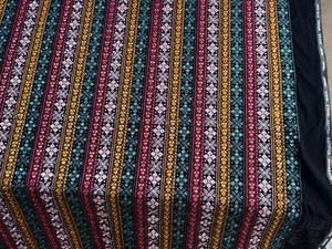 Tissu en velours de luxe à motif géométrique brodé au point de croix, base noire, pour la confection de kaftans, vestes et robes, matériel de couture - Product Image 1