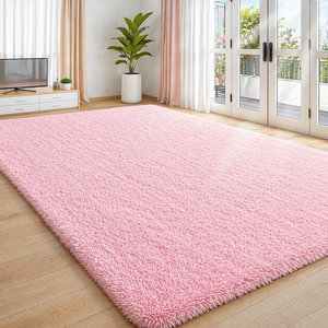 พรมขนปุยเนื้อนุ่มพิเศษสำหรับห้องเด็ก – พรมกำมะหยี่สีชมพูเข้มสำหรับห้องเด็กอ่อนและพื้นที่เล่น - Product Image 3