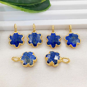 Breloques en Lapis Lazuli Naturel Électroplaqué Forme Étoile 10mm, Breloques Étoile Briolette en Cuivre Électroplaqué pour Fabrication de Bijoux - Product Image 1