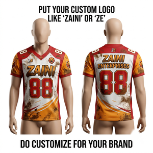 เสื้อฟุตบอลอเมริกันแบบกำหนดเองสำหรับผู้ชาย ผ้าโพลีเอสเตอร์ตาข่ายระบายอากาศได้ดี 180 GSM สีเขียว ขาว ทอง แบบซับลิเมชั่น ชุดทีม - Product Image 3