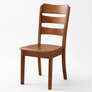 Chaise de salle à manger en bois massif avec dossier à lattes, assise en bois brun classique pour la maison, les restaurants, les cafés et les meubles de salle à manger - Product Image 5