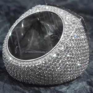 Men Iced Out Cuban Cluster Moissanite 925 Sterling <b>Silver</b> Statement <b>Pinky</b> Hip Hop Bling Baguette Pave Custom Rapper Jewelry Gift - Product Image 5