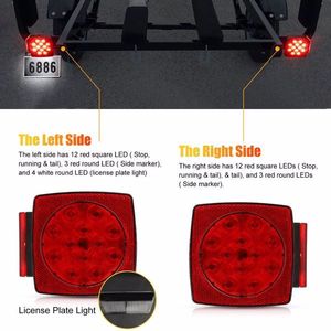 1 Paio di Luci Posteriori LED Sommergibili Quadrate per Rimorchio, Kit Impermeabile in ABS per Barche, Camion, Auto, Autobus, Colori Giallo, Rosso, Ambra - Product Image 2