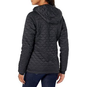 Classic <b>Black</b> Quilted Women's <b>Windbreaker</b> with Cozy Sherpa Hood Lining High Performance Insulated Outwear - Product Image 2
