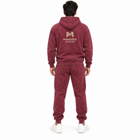 MANGOES FASHION Survêtement unisexe en molleton 100% coton marron à capuche, manches longues, couleur unie, pantalon de survêtement à cordon de serrage, streetwear