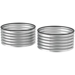 Set di 2 Fioriere in Metallo Argento Facili da Montare 90x90x45 cm con Bordo di Sicurezza per Serre e Giardini - Product Image 1