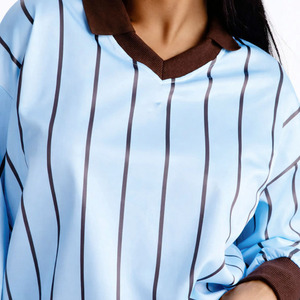 Chemise bleu clair personnalisée unisexe avec rayures noires, maillot de football américain surdimensionné, respirant, en polyester, à séchage rapide, chemise de sport - Product Image 4