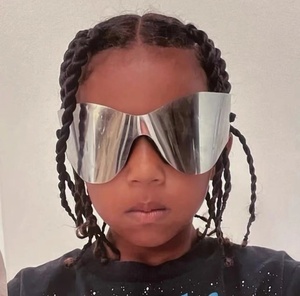 Nuevas Gafas de Sol Futuristas Plateadas YZY 2023, Gafas de Sol de Diseñador de Marca de Lujo, de una Pieza, Grandes y Resistentes al Viento - Product Image 1