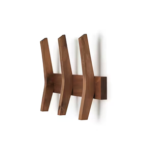 Wood Coat Hook Hanger <b>Wall</b> Railing Wooden <b>Wall</b>-Mounted Key Hanger With Steel 5 Hooks At Cheap Price - Product Image 3