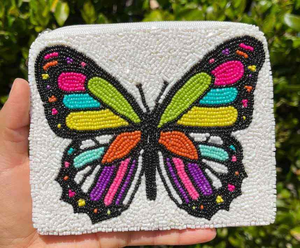 Cowhide <b>Leather</b> Hand Beaded Embroidery Zipper Closure Eco-Friendly Daily Use Coins Pouch Wallet for Female Promotional Gift - Product Image 3