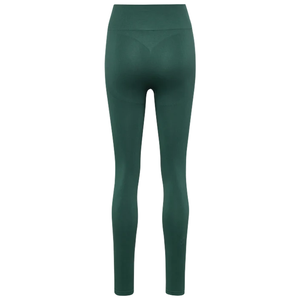 Leggings longs taille haute pour femmes, vert uni, sans couture, avec logo blanc sur la jambe droite, en Spandex et Polyester, pour le yoga - Product Image 3