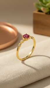 <b>Ruby</b> Engagement Ring Art Deco Style July Birthstone Bridal Wedding Promise Ring 925 Sterling Silver 14K Gold Plated Jewelry - Product Image 1