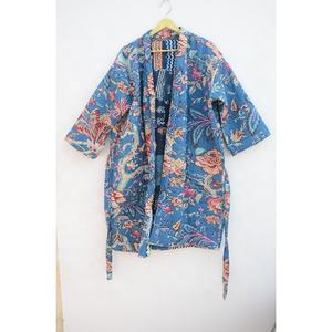 Indian 100% Cotton Jackets Floral Patchwork Print Jacket With Belt Handmade Winter Kantha Jacket <b>Coat</b> - Product Image 1