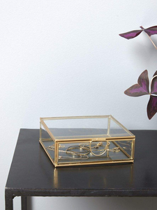 Traditional Metal And <b>Glass</b> Jewellry <b>Box</b> Reflecting Cultural Design For Preserving Precious Ornaments Safely - Product Image 3