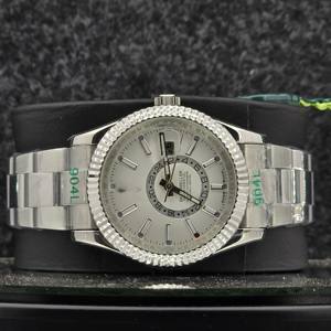 Reloj de Pulsera de Lujo para Hombre, 41 mm, Analógico, Acero Inoxidable, Mecánico Automático, Doble Zona Horaria, Esfera Blanca, para Correa de 16 mm, Estilo Ejecutivo - Product Image 5