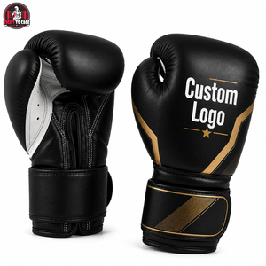 Gants de boxe en cuir de qualité supérieure, couleur noir doré, tailles 8oz-18oz, vente en gros, résistants aux chocs, durables, équipement de combat, logo personnalisé - Product Image 3