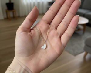 <b>Rainbow</b> Moonstone Butterfly Pendant Necklace Natural Gemstone Crystal Handmade Boho Jewelry Women Gift - Product Image 2