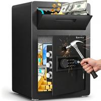 Caja Fuerte con Ranura para Depósitos, Resistente, Anti-robo, Metálica, con Cerradura Digital de Huella Dactilar, Contraseña y Llave, para Depósito de Efectivo, Hogar, Oficina, Hotel