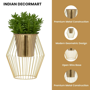Gold Metal Plant <b>Stand</b> with Flower <b>Pot</b> Indoor Decorative Planter Plant Holder for Living Room Office Home Garden Decoration - Product Image 4