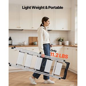 Portable Aluminum 5-Step <b>Ladder</b> with Anti-Slip Pedal and Comfort Handgrip Folding Wide Stool 330 Lbs Capacity - Product Image 6
