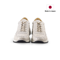 Baskets décontractées en cuir de vache véritable italien gaufré, fabriquées au Japon, à lacets, avec amorti tendance en TPU et soutien de la voûte plantaire
