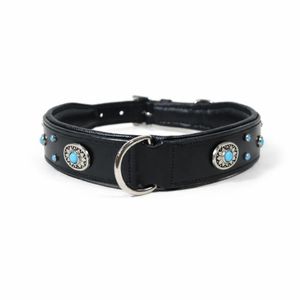 Genuine Leather Turquoise Concho Dog <b>Collar</b> Western Decorative Handcrafted Durable <b>Pet</b> <b>Collar</b> Adjustable Heavy Duty Buckle - Product Image 1