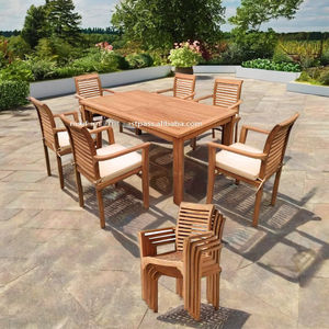 Lightweight & Waterproof Teak Wood Patio <b>Garden</b> <b>Stackable</b> <b>Chairs</b> Modern Durable Outdoor Dining Park Courtyard Portable Indonesia - Product Image 2