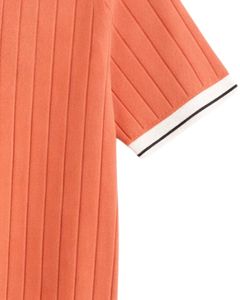 Polo de Manga Corta con Cierre de Cremallera de un Cuarto, Color Naranja, con Cuello en Contraste, para Hombre, Fabricante, Ropa Casual de Verano - Product Image 5