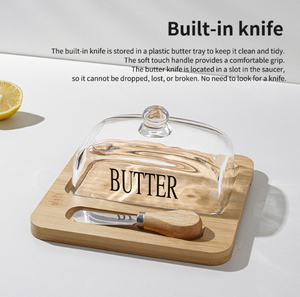 Beurrier de style campagnard avec couvercle en bois pour le stockage du beurre mou et une présentation charmante sur le comptoir de cuisine - Product Image 5